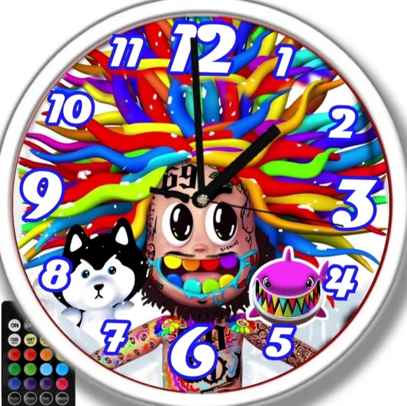 Tekashi shark n dog led clock - Picture 5 of 6